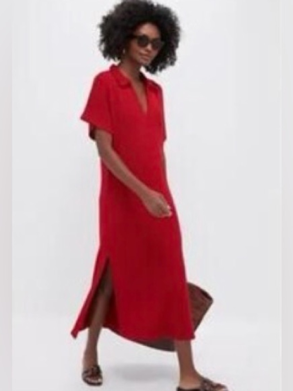 Pomander Place Red Polo-Style Midi Dress